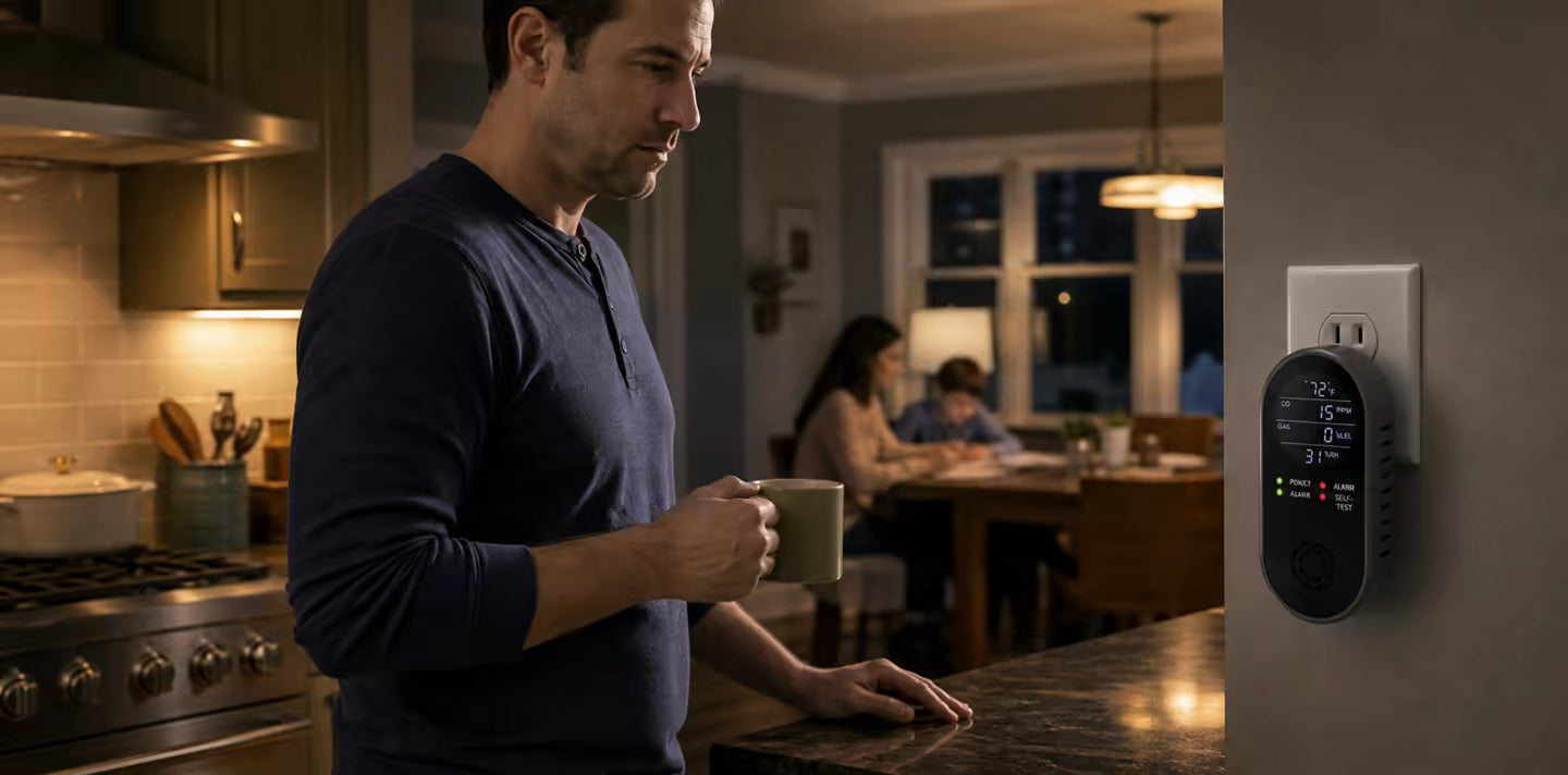 Homeowner noticing a live Aegis reading in a kitchen